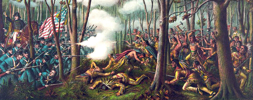 XIX-wieczna ilustracja ukazująca bitwę pod Tippecanoe