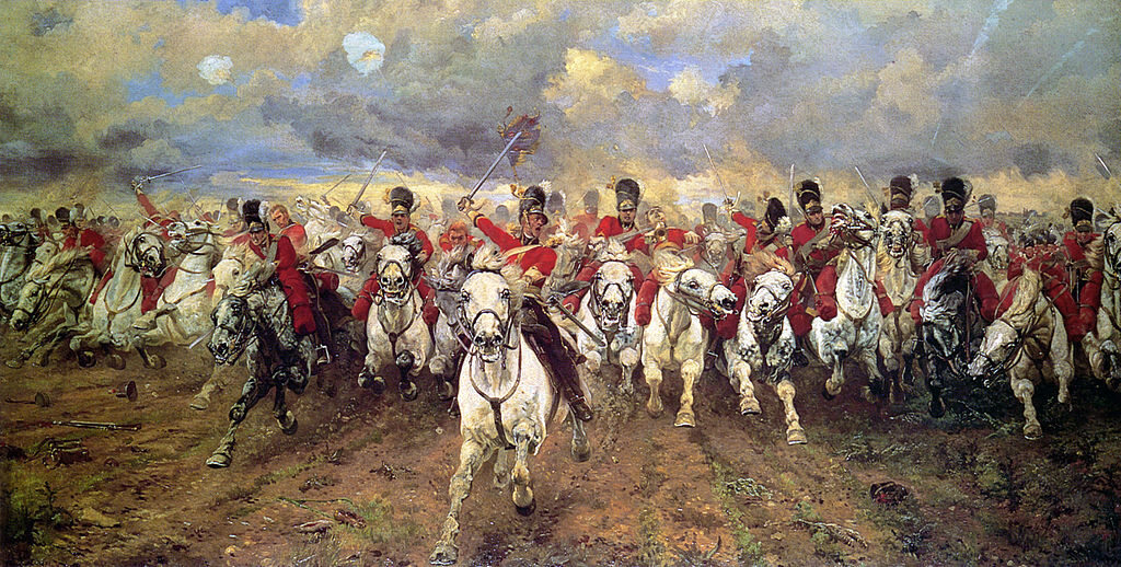 Atak szkockiej kawalerii podczas Bitwy pod Waterloo. Obraz Elizabeth Thompson