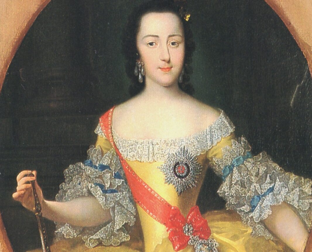 Młoda Zofia von Anhalt-Zerbst (przyszła Katarzyna II) na obrazie Georga Christopha Grootha (ok. 1745 r)