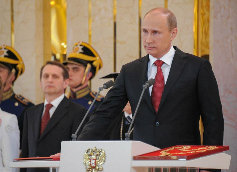 Władimir Putin podczas składania przysięgi. 2012 r.