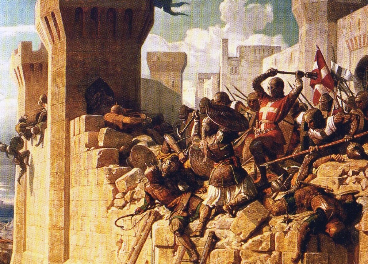 Obraz przedstawiający oblężenie Akki w 1291. Autor: Dominique Papety (ok. 1840 r.)