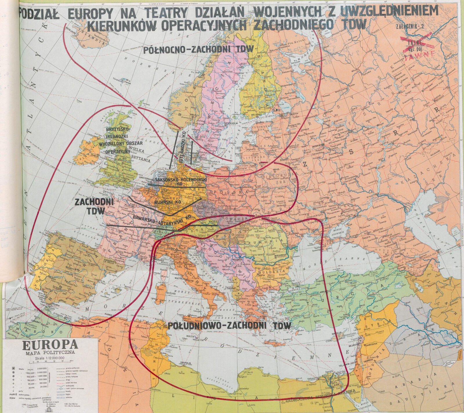 Sowiecka mapa teatrów wojennych w Europie