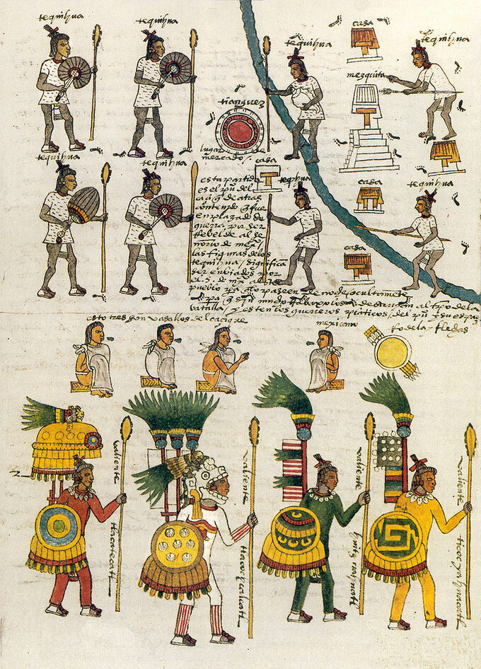 Azteccy wojownicy. Rysunek z epoki