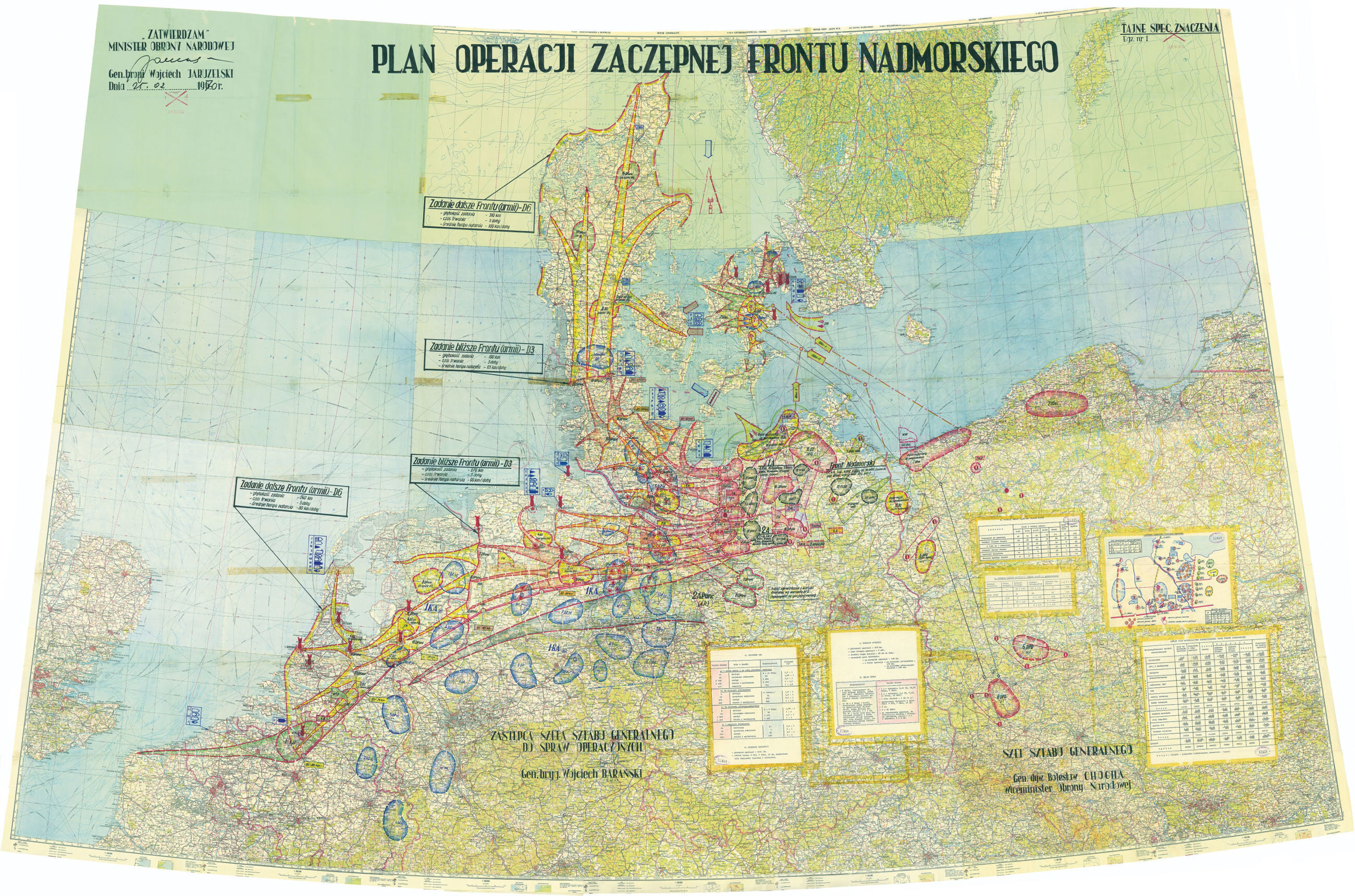 Tajna mapa z planem ataku na Zachód. Zaznaczono na niej miejsca uderzeń atomowych