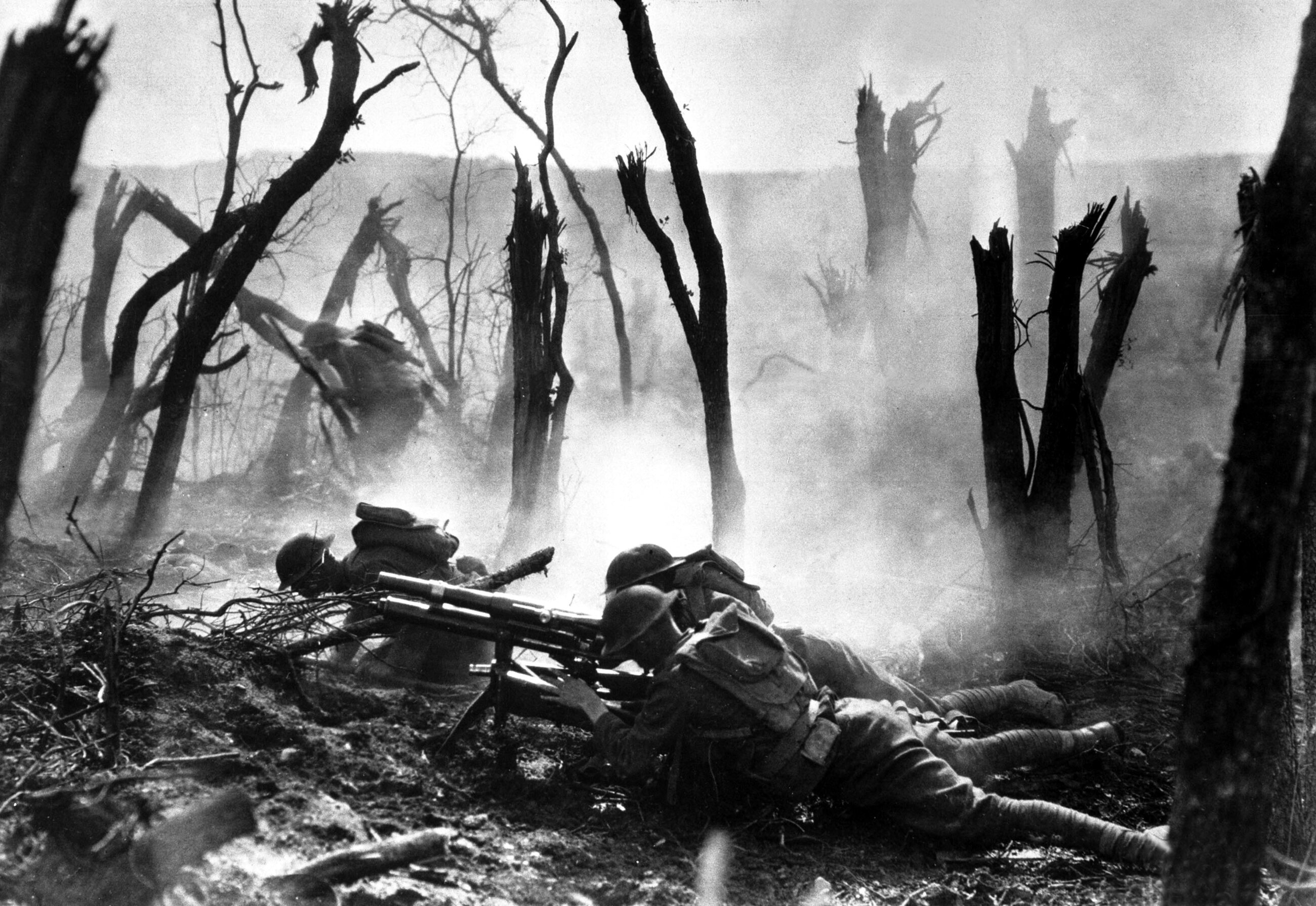 Amerykańscy żołnierze podczas bitwy w Lesie Aragońskim, w 1918 r.